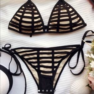 ZAFUL TAN AND WHITE BIKINI SIZE LARGE NWT